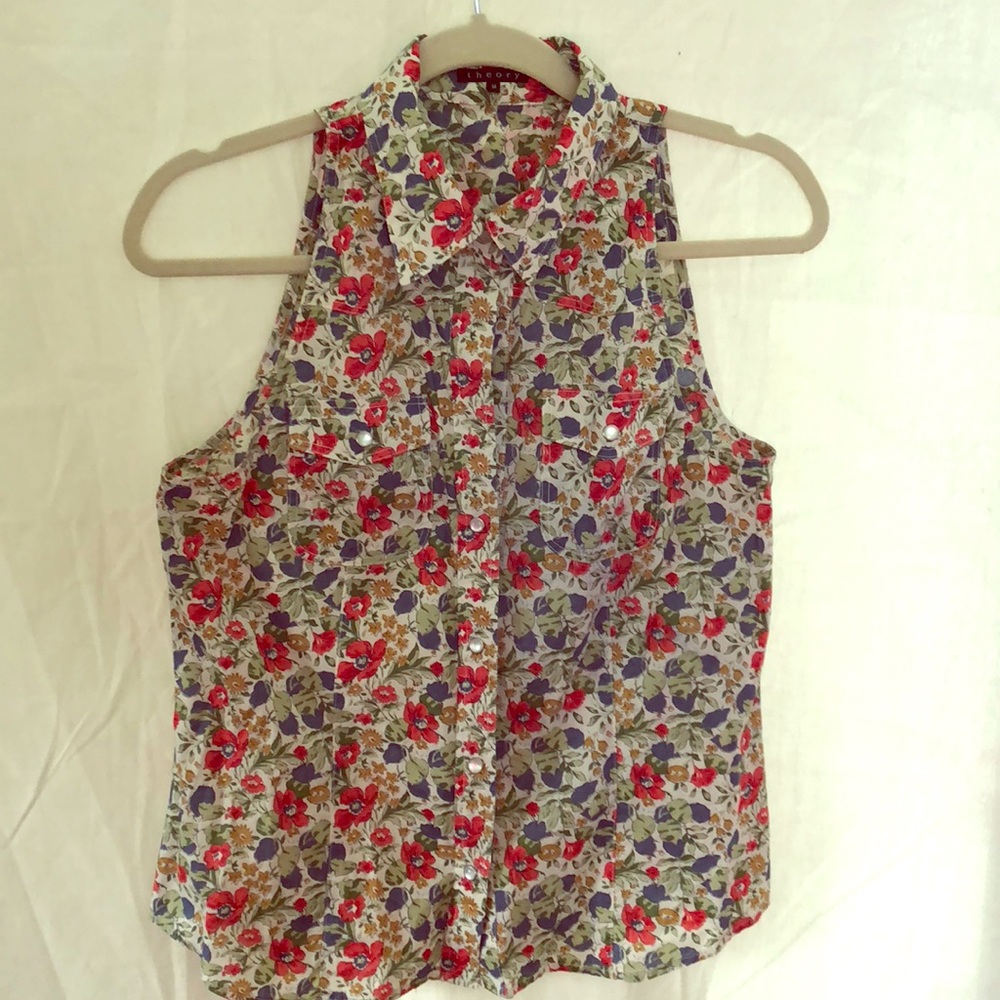 Theory Sleeveless Floral Top never worn